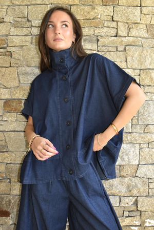 Freddie Cap Sleeve Shirt Jacket Dark
